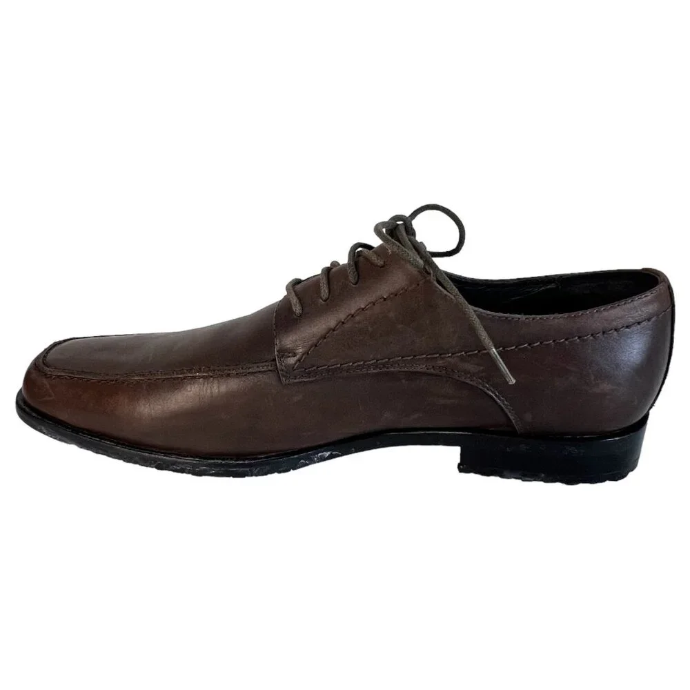 Mens Aston Grey Brown Leather Dress Shoes Oxford Size 11 Tie Lace Up Rubber Sole